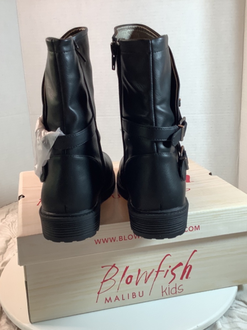 NWT Blowfish Malibu Kids black leather moto boots big girls 3 or ladies 5. - Picture 8 of 14